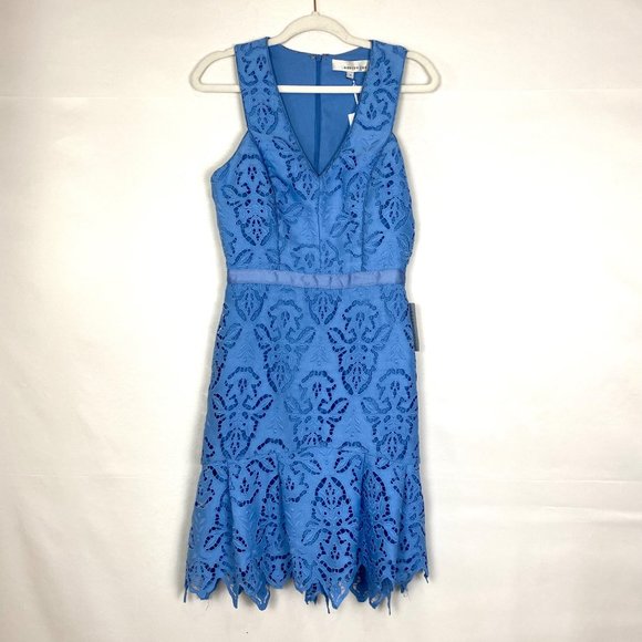 Adelyn Rae Damion High Low Sleeveless Lace Dress Periwinkle Blue - Picture 2 of 7